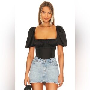 For Love & Lemons Dany Bodysuit in Black
